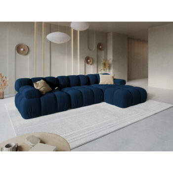 Modrá zamatová pohovka 285 cm Bellis – Micadoni Home - Image 7