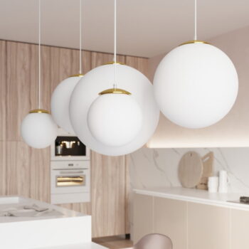 Závesné svietidlo v zlatej farbe so skleneným tienidlom ø 30 cm Cezab – Nice Lamps - Image 2