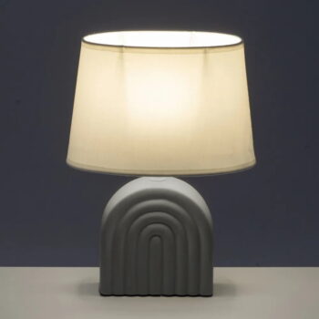 Bielo-sivá keramická stolová lampa s textilným tienidlom (výška 31 cm) – Casa Selección - Image 2