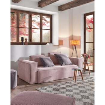 Ružová menčestrová podnožka Kave Home Blok - Image 6