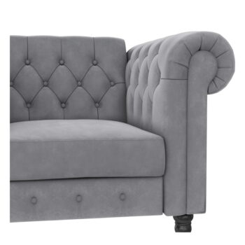 Svetlosivé zamatové kreslo chesterfield Felix – Støraa - Image 3