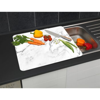 Kryt na stenu pri sporáku z tvrdeného skla 50x56 cm Marble – Wenko - Image 3