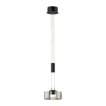 Čierne LED stmievateľné závesné svietidlo so skleneným tienidlom ø 20 cm Lavin – Fischer & Honsel