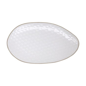 Biely servírovací tanier z kameniny 13x23 cm Imprints – Villa Altachiara