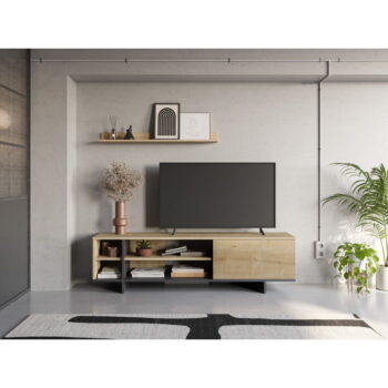 TV stolík v dekore duba v prírodnej farbe 160x44 cm Cequoia – Marckeric – Obrázok 7