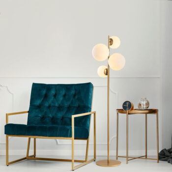 Stojacia lampa v zlatej farbe so skleneným tienidlom (výška 162 cm) Fazli – Opviq lights - Image 3