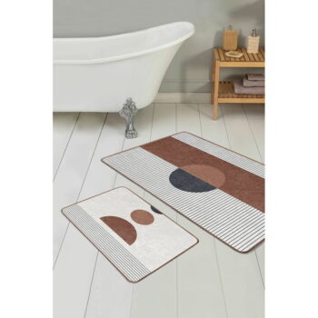 Bielo-hnedé kúpeľňové predložky v súprave 2 ks 60x100 cm – Mila Home - Image 3