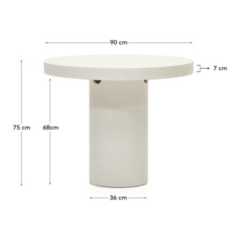 Betónový okrúhly záhradný jedálenský stôl ø 90 cm Aiguablava – Kave Home - Image 8