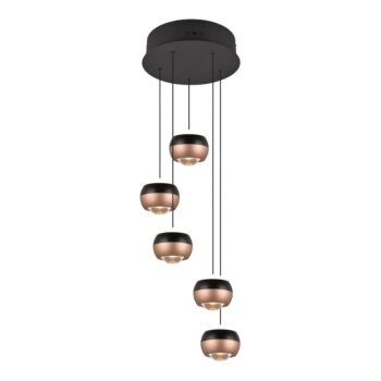 LED závesné svietidlo s kovovým tienidlom ø 30 cm v čierno-medenej farbe Orbit - Trio Select - Image 5