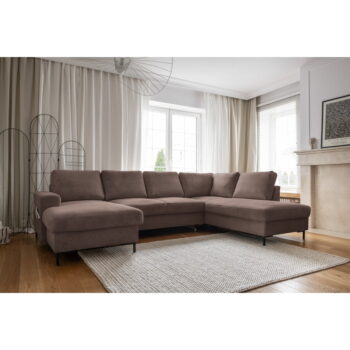 Hnedá menčestrová rozkladacia rohová pohovka (pravý roh) Lofty Lilly – Miuform - Image 3