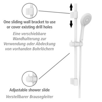 Biela sprchová súprava z nehrdzavejúcej ocele 70 cm Watersaving – Wenko – Obrázok 7