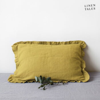 Ľanová obliečka na vankúš 40x40 cm Lemon Curry – Linen Tales
