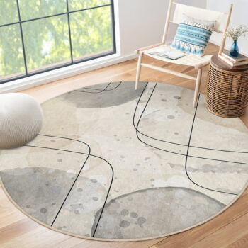 Béžový prateľný okrúhly koberec ø 80 cm Simple Lines – Mila Home - Image 6