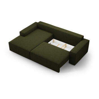 Tmavozelená rozkladacia rohová pohovka z textílie bouclé (ľavý roh) Jodie – Micadoni Home - Image 6