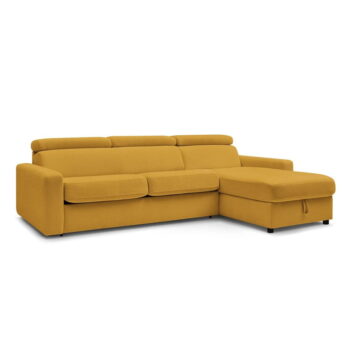 Rozkladacia rohová pohovka v horčicovej farbe (variabilná) Monaco – Bobochic Paris - Image 7
