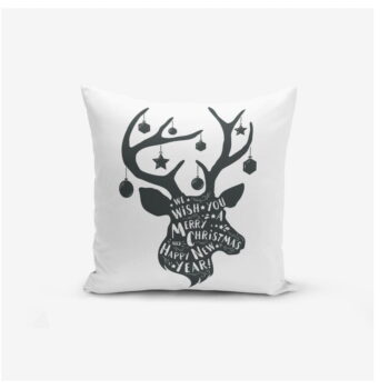Súprava 4 vianočných obliečok na vankúš a behúň na stôl Minimalist Cushion Covers Reindeer and Stars - Image 3