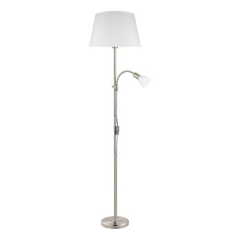 Sivá stojacia lampa so skleneným tienidlom/s textilným tienidlom (výška  170 cm) CONESA – EGLO