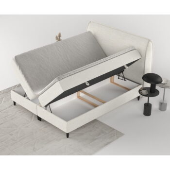 Krémovobiela boxspring posteľ s úložným priestorom 200x200 cm Melba – Maison de Rêve - Image 8