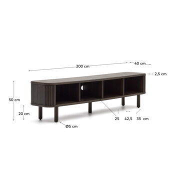 Tmavohnedý TV stolík v dekore jaseňa 200x50 cm Mailen – Kave Home - Image 7