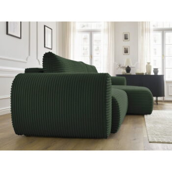 Tmavozelená menčestrová rozkladacia rohová pohovka (pravý roh) Lucien – Bobochic Paris - Image 11