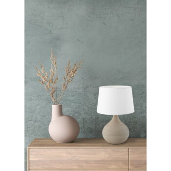 Bielo-hnedá stolová lampa z keramiky a tkaniny Trio Martin, výška 29 cm - Image 3