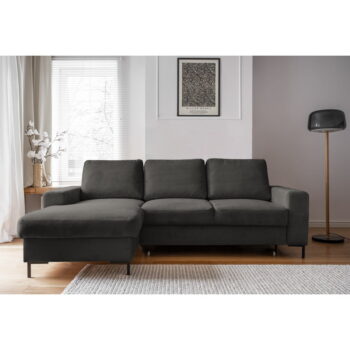 Tmavosivá menčestrová rozkladacia rohová pohovka (ľavý roh) Lofty Lilly – Miuform - Image 3