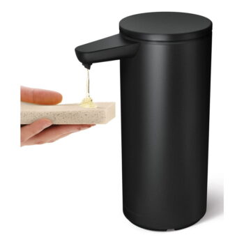 Matne čierny bezdotykový oceľový dávkovač mydla 414 ml – simplehuman - Image 9