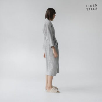 Svetlosivý župan veľkosť L/XL Honeycomb - Linen Tales - Image 2