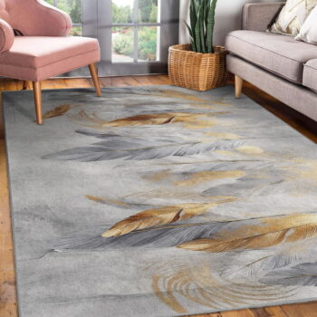 Prateľný koberec v šedej a zlatej farbe 120x180 cm Golden Feathers – Mila Home - Image 2