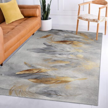 Prateľný koberec v šedej a zlatej farbe 120x180 cm Golden Feathers – Mila Home - Image 11