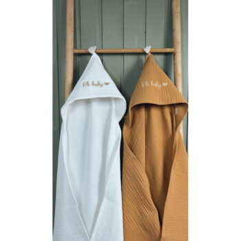 Biela mušelínová detská osuška s kapucňou 85x85 cm Muslin – Malomi Kids - Image 4