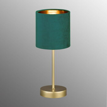 Kovová stolová lampa s textilným tienidlom v zeleno-zlatej farbe (výška 34 cm) Aura – Fischer & Honsel – Obrázok 2