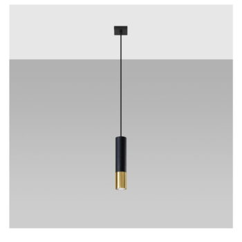 Závesné svietidlo s kovovým tienidlom v čierno-zlatej farbe 8x8 cm Longbot - Nice Lamps - Image 2