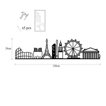 Kovová nástenná dekorácia 120x29 cm Cities - Wallity – Obrázok 5