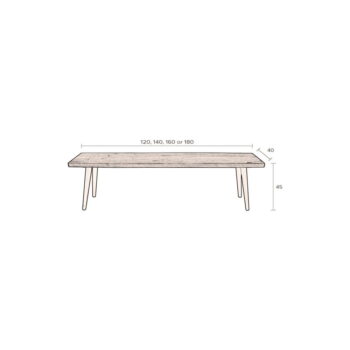 Lavica s čiernymi oceľovými nohami Dutchbone Alagon, dĺžka 120 cm - Image 2