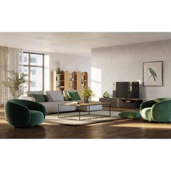 TV stolík s doskou v dekore duba v čierno-prírodnej farbe 180x38 cm Verone – TemaHome - Image 5