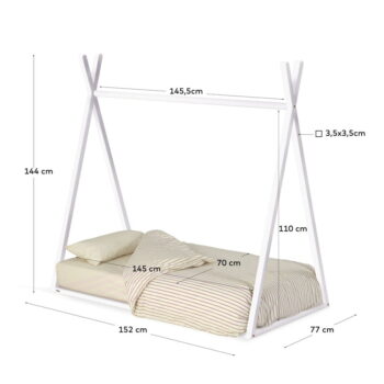 Biela domčeková detská posteľ z bukového dreva 70x140 cm Maralis - Kave Home - Image 4
