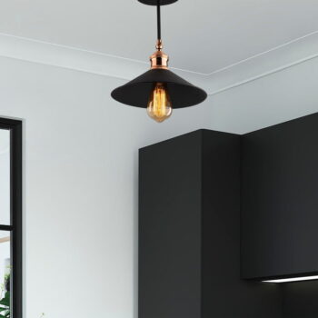 Čierne závesné svietidlo s kovovým tienidlom ø 24 cm Berceste – Opviq lights - Image 4
