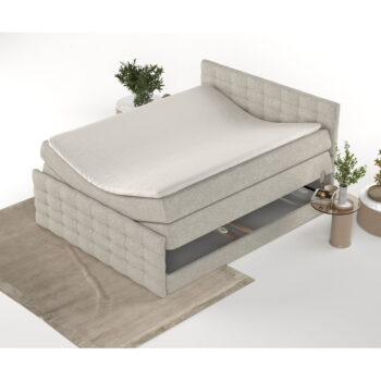 Béžová boxspring posteľ s úložným priestorom 200x200 cm Blend – Maison de Rêve - Image 9