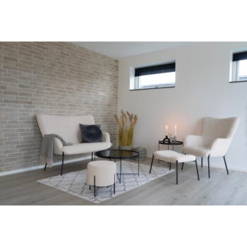 Krémovobiely taburet z textílie buklé Alford – House Nordic - Image 2