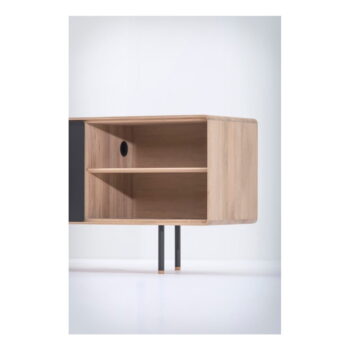 TV stolík z dubového dreva v čierno-prírodnej farbe 180x64 cm Fina – Gazzda – Obrázok 6
