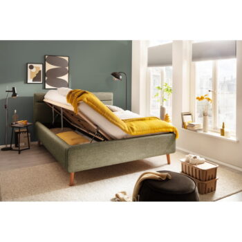 Zelená čalúnená dvojlôžková posteľ s úložným priestorom s roštom 160x200 cm Lotte - Meise Möbel - Image 5