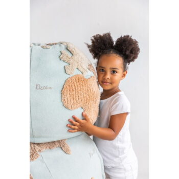 Modrý béžový detský puf World Map – Lorena Canals - Image 7