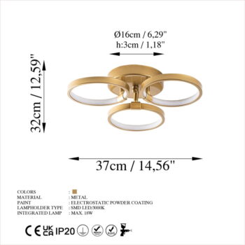 LED stropné svietidlo v zlatej farbe ø 17 cm Halka – Opviq lights – Obrázok 8