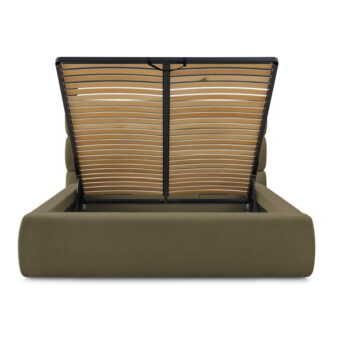 Tmavozelená čalúnená dvojlôžková posteľ s úložným priestorom s roštom 180x200 cm Jagna – Bobochic Paris – Obrázok 9