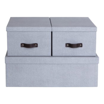 Svetlosivé kartónové úložné boxy s vekom v súprave 3 ks 31x47x15 cm Inge – Bigso Box of Sweden - Image 7