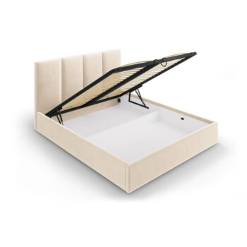 Béžová zamatová dvojlôžková posteľ Mazzini Beds Juniper, 160 x 200 cm - Image 3