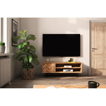 TV stolík z dubového dreva v prírodnej farbe 144x50 cm Abies - The Beds - Image 5