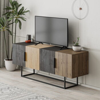 TV stolík v dekore duba v hnedo-prírodnej farbe 140x55 cm Titan – Marckeric - Image 3