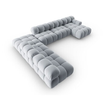 Svetlomodrá zamatová pohovka 379 cm Bellis – Micadoni Home – Obrázok 3